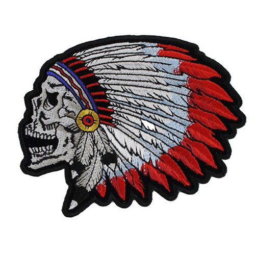 Screaming Indian Skull With Head Dress Small Patch