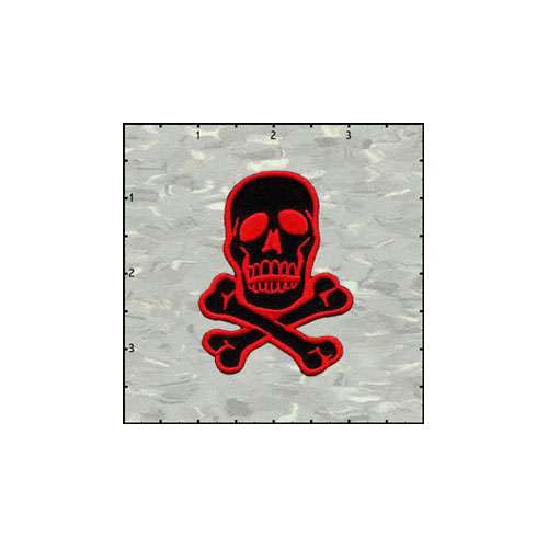 Skull Classic 2.75 Inches Red On Black Patch