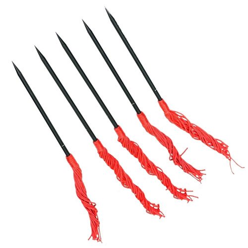 Throwing Spikes With Red Tassels 5 Pcs Set