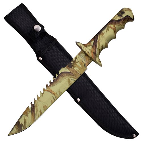 Jungle Master Rubber Handle Fixed Blade Knife w/ Sheath