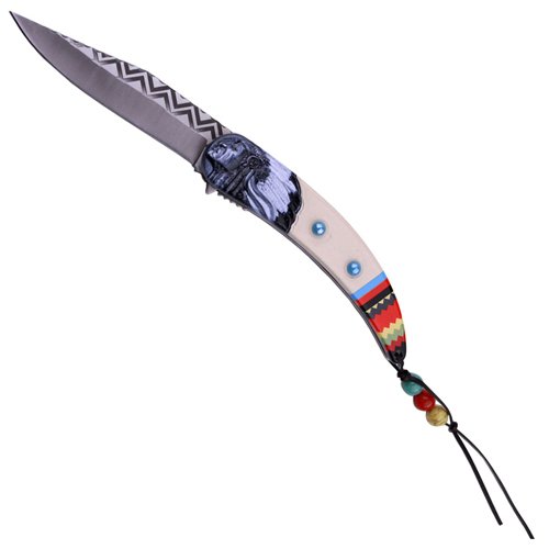 Masters Collection Enbossed Stainless Steel Handle Folding Knife