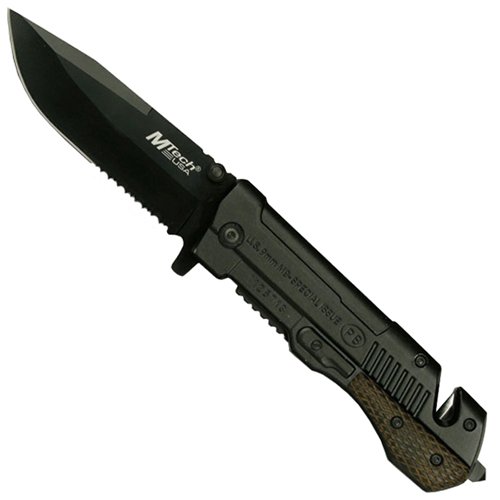 MTech USA Gun Shape Aluminum Handle Folding Knife - Black