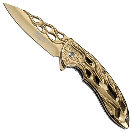 MTech USA Flame Cut Out Pattern Blade Folding Knife