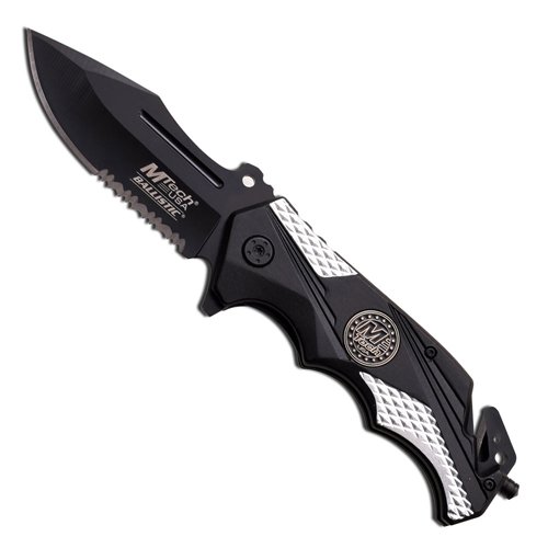 Mtech USA 4.75 Inch Black Serrated Spring Assisted Folding Knife