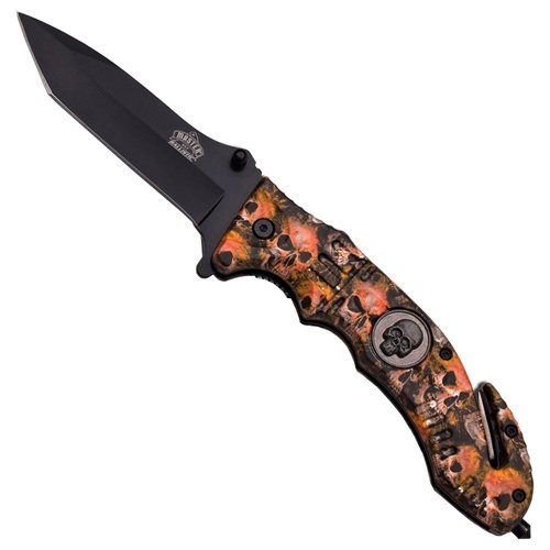 Master USA Skull Logo Handle Folding Knife