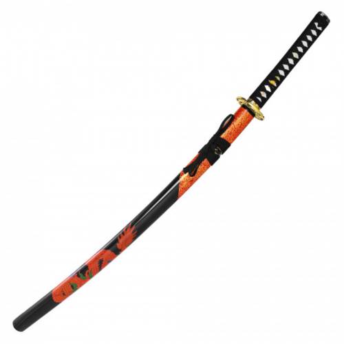 27.5'' Carbon Steel Katana - Red Dragon Saya