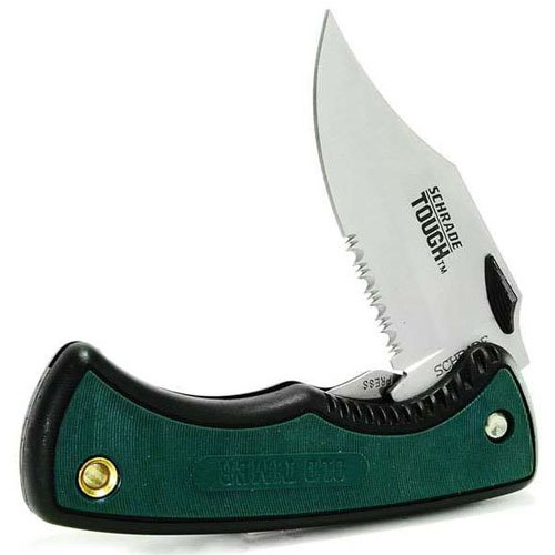 Schrade Guthook Lockblade With Nylon Sheath Clam Pack Folding Knife