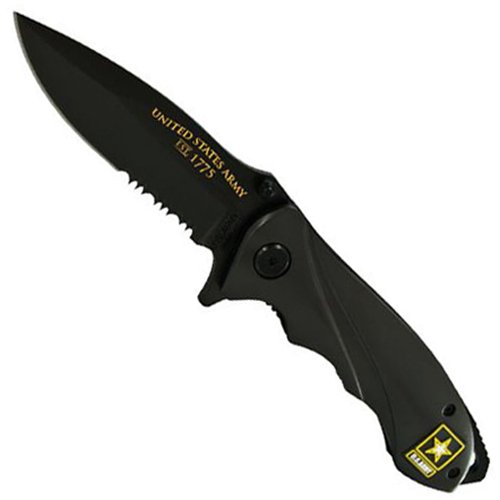 Schrade US Army Linerlock Grey Titanium Coated Drop Point Blade Folding Knife