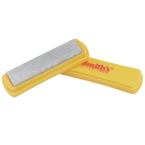 Smith's 4 Inch Natural Arkansas Sharpening Stone with Base - Yellow