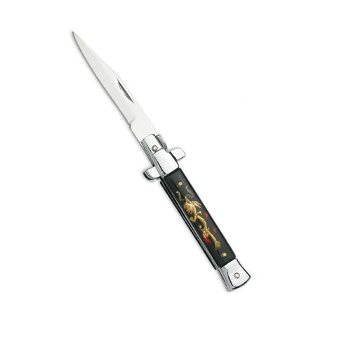 Exclusive Oriental Dragon Stiletto Folding Knife