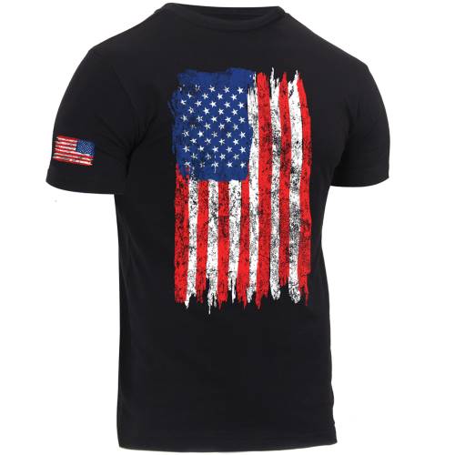 Distressed US Flag Athletic Fit T-Shirt