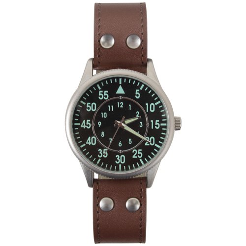 Military Style Watch With Leather Strap