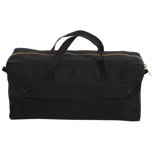 Canvas Jumbo Tool Black Bag with Brass Zipper