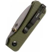 Baby Banter Folding Knife - Green Micarta Handle: Experience the elegance and functionality of this folding knife with a striking green Micarta handle.