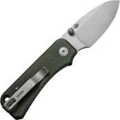 Baby Banter Folding Knife - Green Micarta Handle: Experience the elegance and functionality of this folding knife with a striking green Micarta handle.