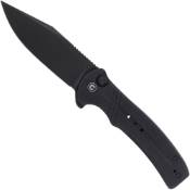 Explorer Cogent Flipper Folding Knife - Black Micarta Coarse Handle 