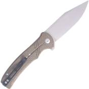 Explorer Cogent Flipper Folding Knife - Black Micarta Coarse Handle 