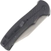 Explorer Cogent Flipper Folding Knife - Black Micarta Coarse Handle 