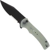 Explorer Cogent Folding Knife - Natural G10 Handle - Half Serrated 