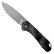 Elementum Damascus Folding Knife - Twill Carbon Fiber Overlay