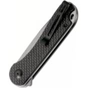 Elementum Damascus Folding Knife - Twill Carbon Fiber Overlay