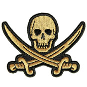 3x2.25 Inch Pirate Sword Skull Patch