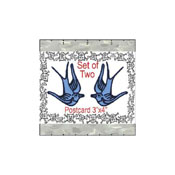 Birds Of Happiness 2 Inches Black On Blue Set Patch