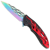 MTech USA Flame Cut Out Pattern Blade Folding Knife