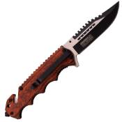 TF-809WD Folding Knife - Brown wood handle