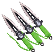 Z Hunter Green Cord Wrapped Handle Throwing Knife Set