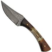 Damascus Steel Fixed Knife - Stag Antler
