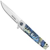 Neptune Blue Samurai Folding Steel Pocket Knife