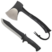 Schrade SCHCOM6 TPR Handle Hatchet and Machete Set