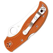 Spyderco Stretch Folding Knife With Satin Blade And Burnt Orange FRN Handles 