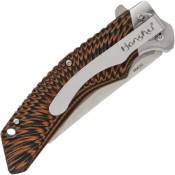 Honshu Sekyuriti Folding Knife: Black/Orange. Precision engineering. Available at Gorillasurplus.com.