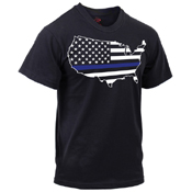 Thin Blue Line America Map T-Shirt