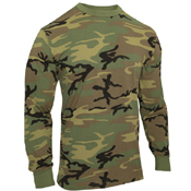 Mens Long Sleeve Vintage T-Shirt - Woodland Camo