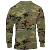 Mens Long Sleeve Vintage T-Shirt - Woodland Camo