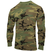 Mens Long Sleeve Vintage T-Shirt - Woodland Camo