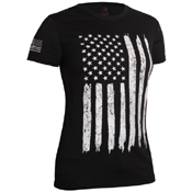Ultra Force Womens Distressed US Flag Long T-Shirt