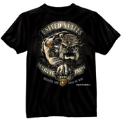 Mens Black Ink U.S.M.C. Bulldog T-Shirt