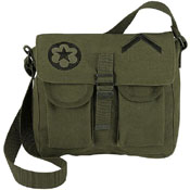 Canvas Ammo Shoulder Bag with Military Patches